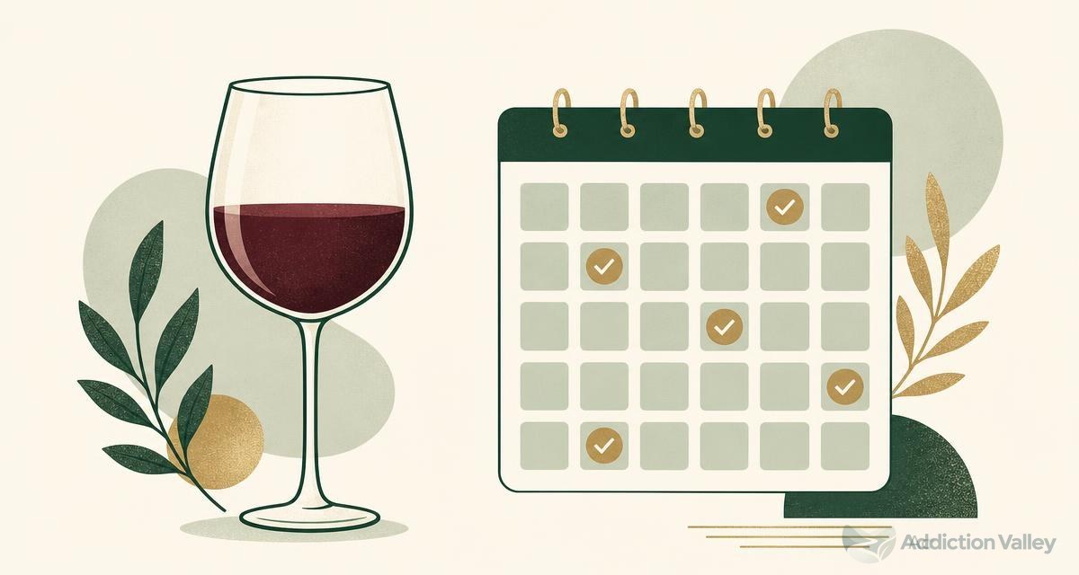Illustration of a wine glass and calendar for tracking signs you might be drinking too much