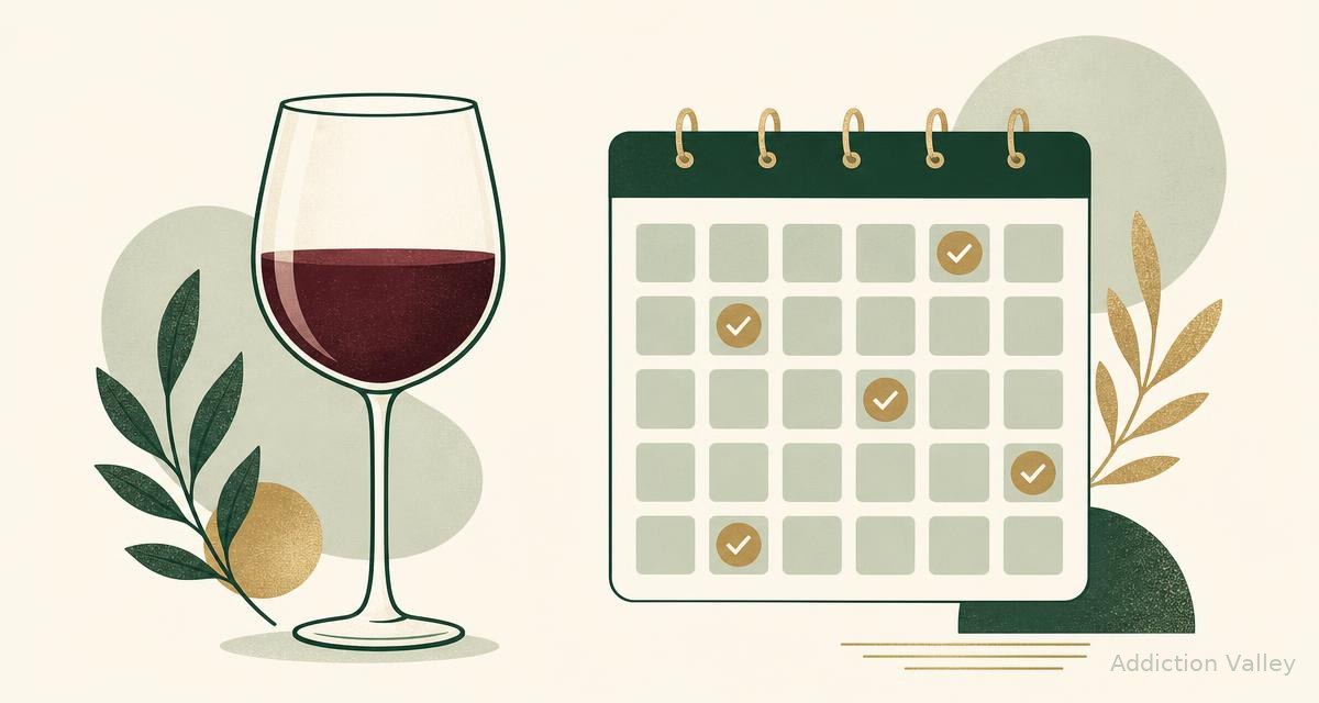Illustration of a wine glass and calendar for tracking signs you might be drinking too much