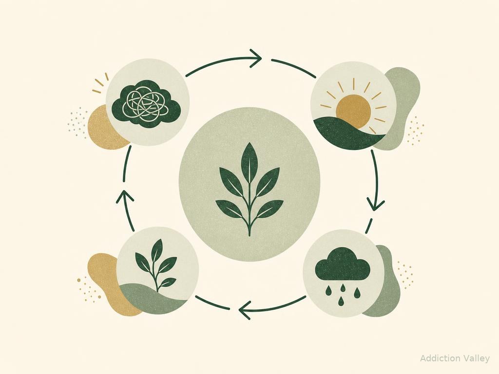 Illustration of a looping cycle diagram showing how to break the anxiety and relief cycle
