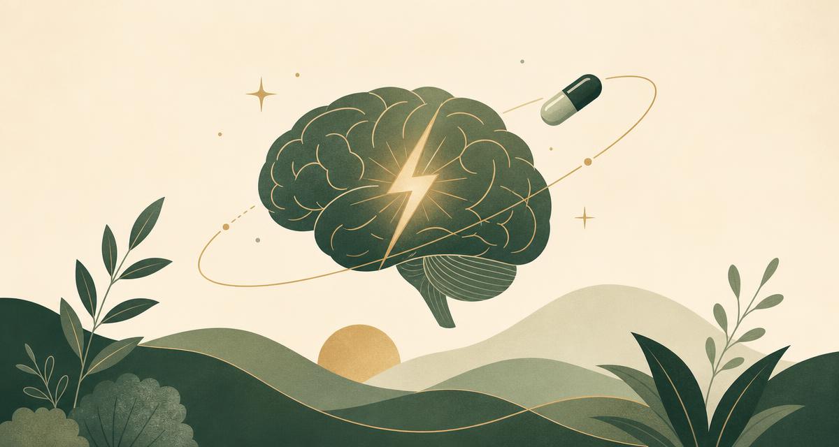 Addiction Valley illustration of a brain with a focus spark and orbiting capsule, representing Adderall addiction