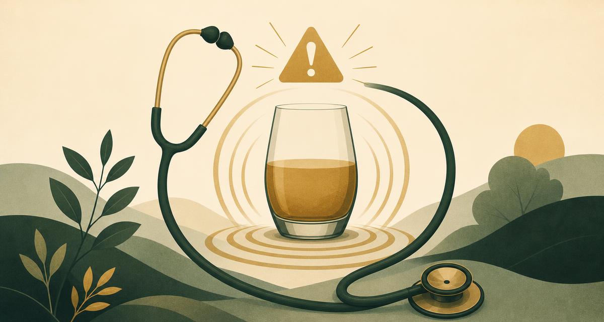 Addiction Valley illustration of a stethoscope curving around a glass with warning ripples, representing alcoholism symptoms