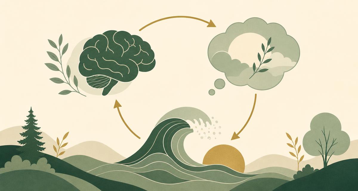 Addiction Valley illustration of connected thought, feeling and action circles, representing cognitive behavioral therapy for addiction