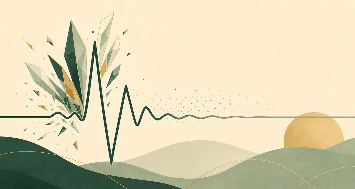 Addiction Valley illustration of a heartbeat line spiking then settling with geometric shards, representing cocaine effects