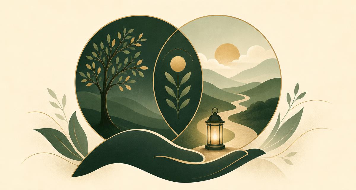 Addiction Valley illustration of two hands passing a lantern along a path, representing supporting someone with addiction