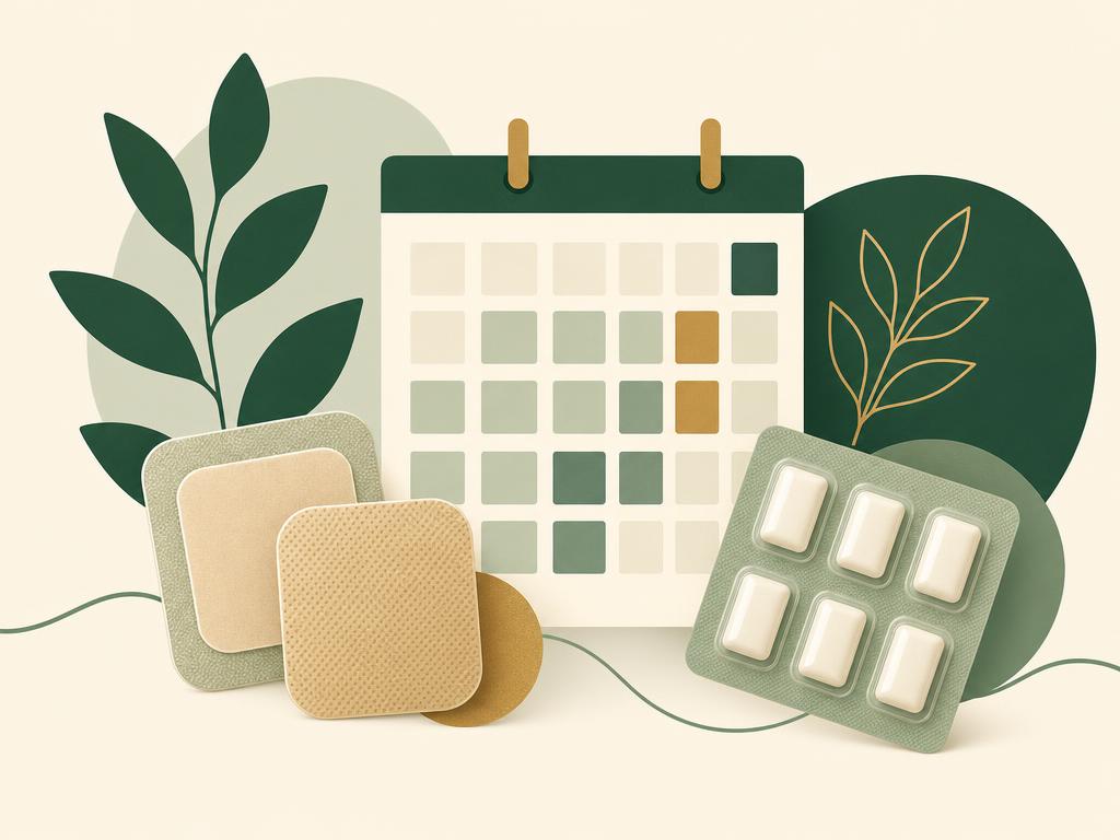 Addiction Valley illustration of nicotine patches, gum and a calendar, representing a plan to quit vaping