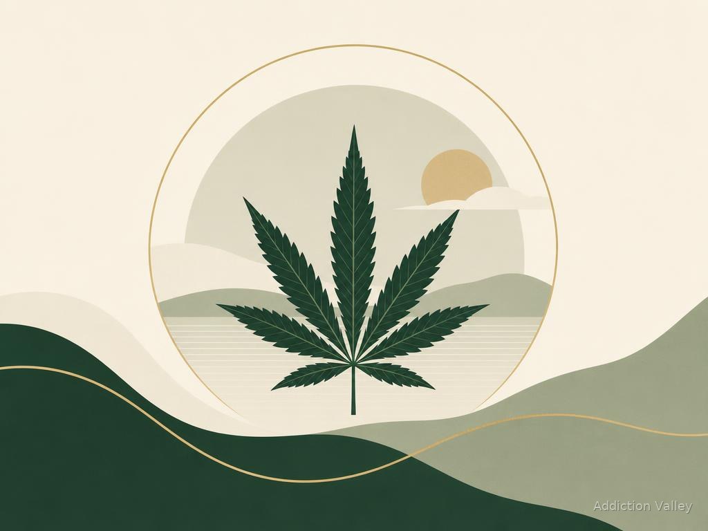 Addiction Valley branded illustration representing cannabis use disorder recovery, sleep changes and new routines